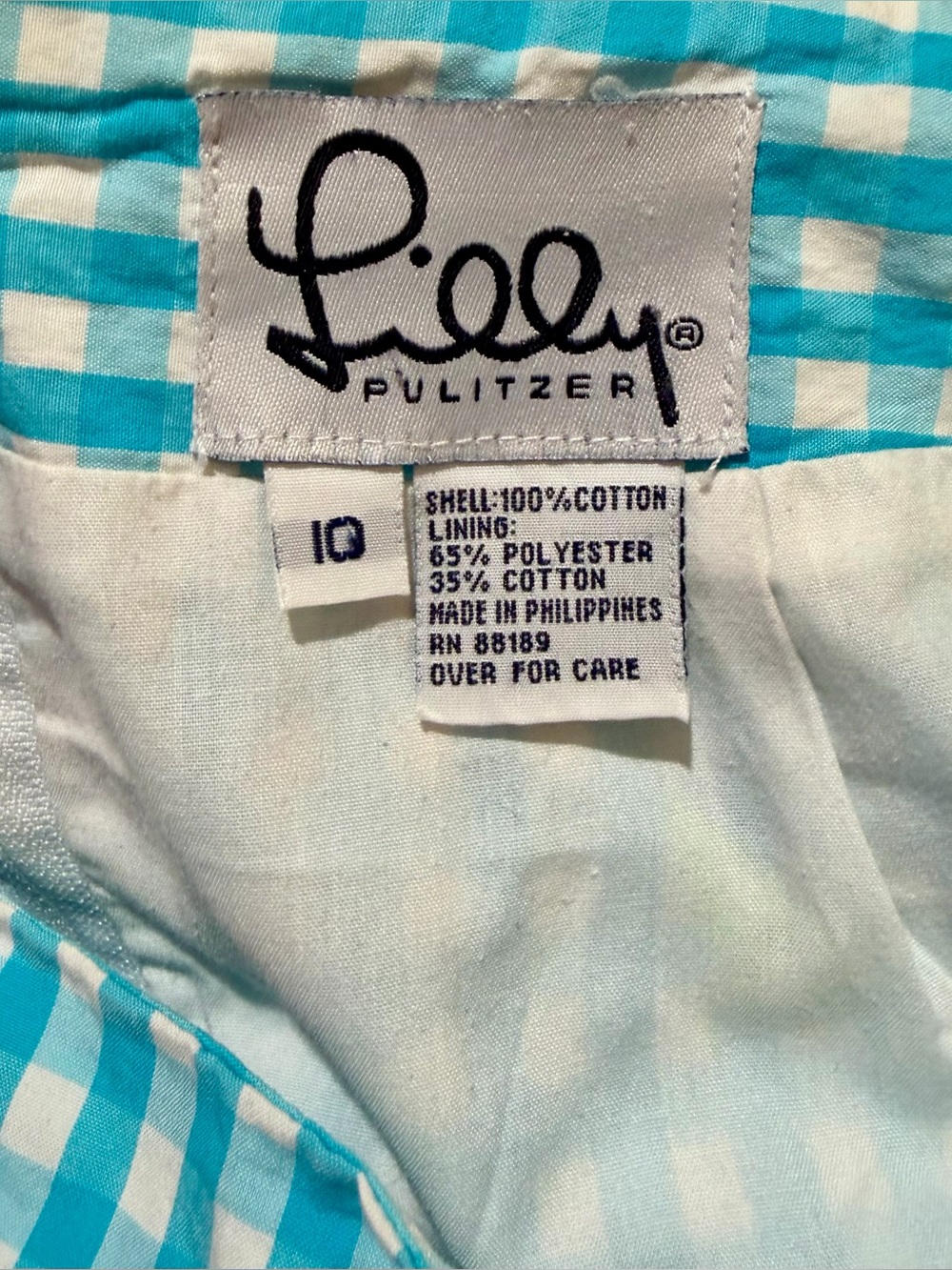 Lilly Pulitzer Blue Gingham Skirt with Green Ice Cream Accents - Picture 3 of 3
